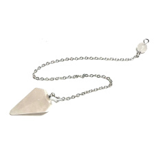 Rose pendulum natural stone 2,5 cm + 18 cm chain with bead, love stone