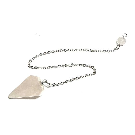Rose pendulum natural stone 2,5 cm + 18 cm chain with bead, love stone