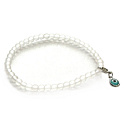 Crystal matt + Blue Eye removable pendant, bracelet elastic natural stone, ball 4 mm / 16 - 17 cm, stone stones
