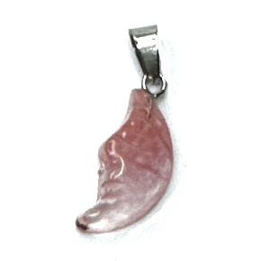 Crystal pink moon pendant natural stone, hand cut figurine 2,2 x 10 mm, stone stones Crystal pink moon pendant natural stone, hand cut figurine 2,2 x 10 mm, stone stones