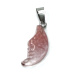 Crystal pink moon pendant natural stone, hand cut figurine 2,2 x 10 mm, stone stones