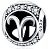 Aries, zodiac sign, silver + zirconia bracelet pendant, ball 9 mm 1 piece