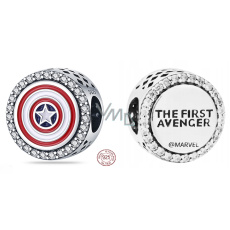 Charm Sterling silver 925 Marvel The Avengers, Captain America shield charm, bead on bracelet movie Charm Sterling silver 925 Marvel The Avengers, Captain America shield charm, bead on bracelet movie
