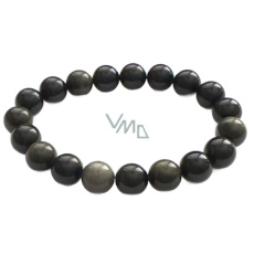 Obsidian zlatý náramek elastický přírodní kámen, 10 mm / 16 - 17 cm, kámen záchrany Obsidian zlatý náramek elastický přírodní kámen, 10 mm / 16 - 17 cm, kámen záchrany