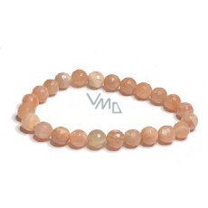 Sunstone facet, bracelet elastic natural stone, bead 8 mm / 16-17 cm, hides the power of the Sun and fire