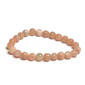 Sunstone facet, bracelet elastic natural stone, bead 8 mm / 16-17 cm, hides the power of the Sun and fire