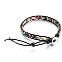 Agate Indian leather bracelet natural stone, handmade, clasp, ball 4 mm, 17 - 23 cm, adds recoil and strength