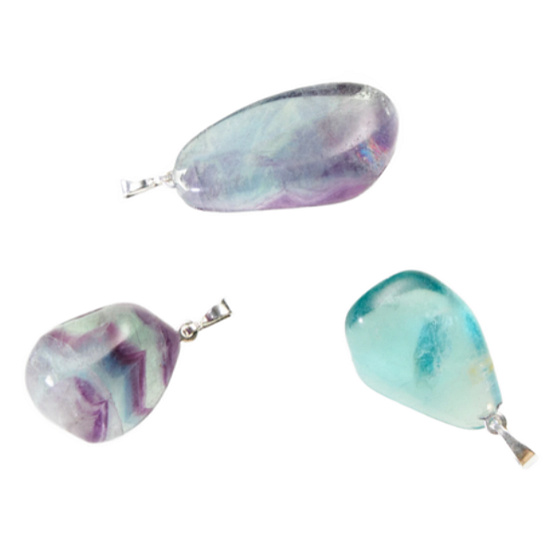 Fluorite Rainbow Tumbler pendant natural stone, 2,2-3 cm, 1 piece, stone of geniuses