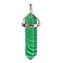 Malachite pendulum hexagon pendant natural stone 41 x 13 mm, wishing stone