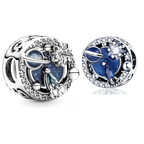 Sterling silver 925 Journey of the galaxies universe, bead on bracelet symbol