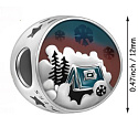 Charm Sterling silver 925 Snow-covered magic land, bead for bracelet Christmas