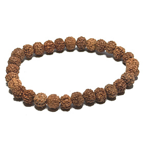 Rudraksha náramek elastický přírodní kámen 7 mm / 16 - 17 cm Rudraksha náramek elastický přírodní kámen 7 mm / 16 - 17 cm