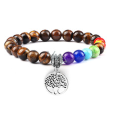 Chakra bracelet Tree of Life + Tiger's Eye, elastic natural stone, ball 8 mm / 16-17 cm, sun and earth stone, brings luck and wealth Chakra bracelet Tree of Life + Tiger's Eye, elastic natural stone, ball 8 mm / 16-17 cm, sun and earth stone, brings luck and wealth