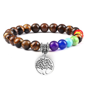 Chakra bracelet Tree of Life + Tiger's Eye, elastic natural stone, ball 8 mm / 16-17 cm, sun and earth stone, brings luck and wealth Chakra bracelet Tree of Life + Tiger's Eye, elastic natural stone, ball 8 mm / 16-17 cm, sun and earth stone, brings luck and wealth