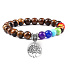Chakra bracelet Tree of Life + Tiger's Eye, elastic natural stone, ball 8 mm / 16-17 cm, sun and earth stone, brings luck and wealth
