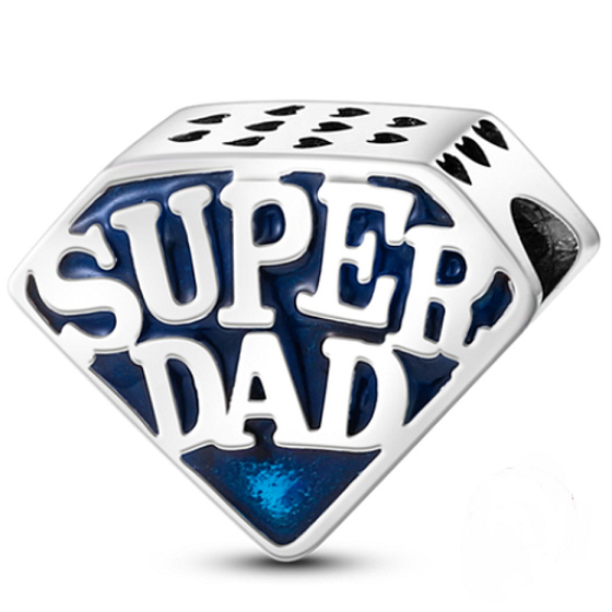 Sterling silver 925 Super Dad, bead on bracelet family