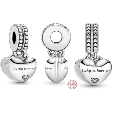 Charm Sterling Silver 925 Daughter-in-law and Mother-in-law, divisible 2-in-1 heart pendant for family bracelet