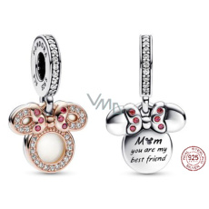 Charm Sterling silver 925 Disney Minnie Mouse silhouette 2in1 mom, bracelet pendant Charm Sterling silver 925 Disney Minnie Mouse silhouette 2in1 mom, bracelet pendant