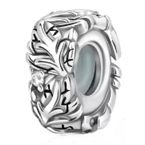 Charm Sterling silver 925 Leaflets, bead on bracelet nature