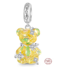 Charm Sterling Silver 925 Yellow Bear Fantastic Dream, Animal Bracelet Pendant