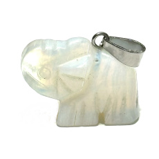 Opalite Elephant Pendant natural stone, hand-polished figurine 1.8 x 2.5 x 8 mm, stone of wishes and hope
