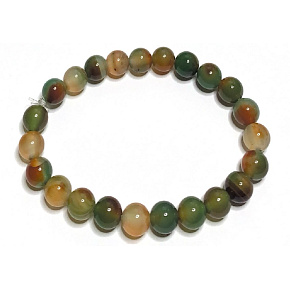 Agate peacock bracelet elastic natural stone, ball 8 mm / 16 - 17 cm