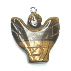 Tiger around Angel, angel wings pendant natural stone hand cut 25 x 21 x 5 mm, stone of the sun and earth, brings luck and wealth