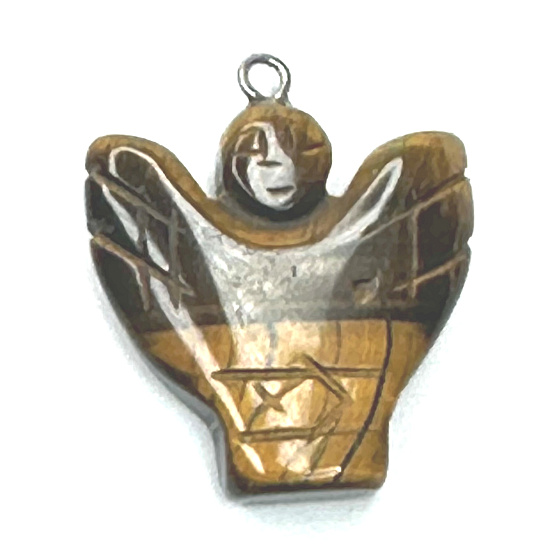 Tiger around Angel, angel wings pendant natural stone hand cut 25 x 21 x 5 mm, stone of the sun and earth, brings luck and wealth