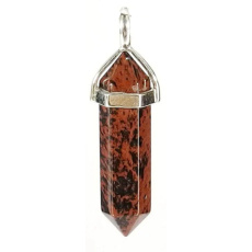 Obsidian mahogany pendulum hexagon pendant natural stone 41 x 13 mm, stone of salvation