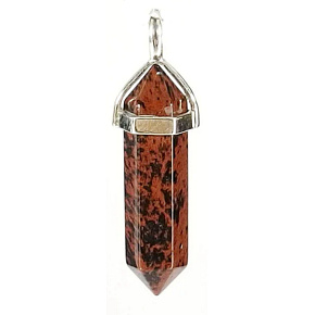 Obsidian mahogany pendulum hexagon pendant natural stone 41 x 13 mm, stone of salvation