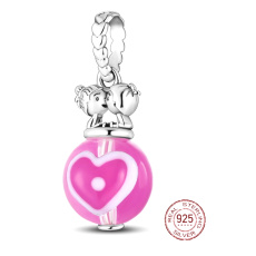 Sterling silver 925 Kiss, love, heart, bracelet pendant