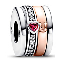 Charm Sterling silver 925 Heart and horseshoe, 4 rings - rotating bead on bracelet love