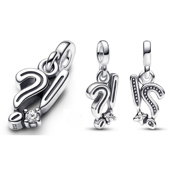 Charm Sterling silver 925 Exclamation mark and question mark - Mini medallion, bracelet pendant
