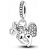 Charm Sterling silver 925 My baby 3in1 heart, footprint, pacifier, pendant for bracelet family