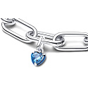 Charm Sterling silver 925 Blue Heart - Mini medallion, love bracelet pendant