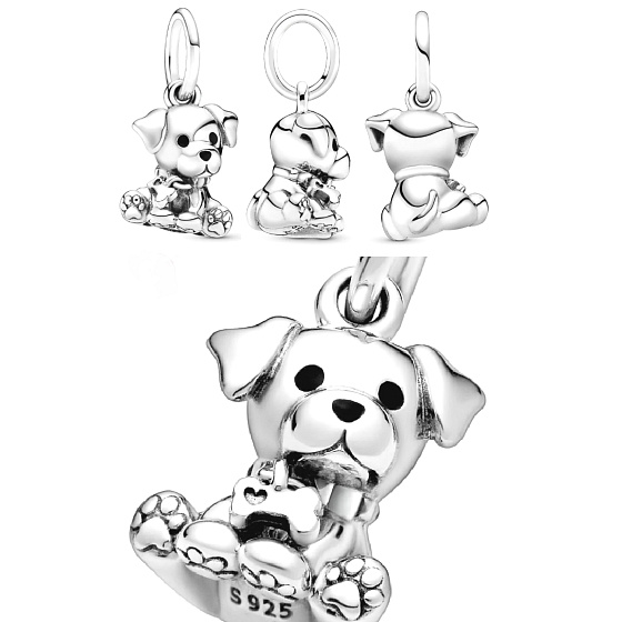 Charm Sterling Silver 925 Dog - Labrador Puppy, Animal Bracelet Pendant