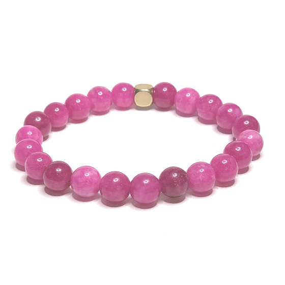 Tourmaline Rubelite pink bracelet elastic natural stone, ball 8 mm / 16-17 cm, guardian of good mood