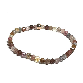 Spinel coloured facet bracelet elastic natural stone 4 mm / 16 - 17 cm