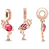 Sterling silver 925 Pink flamingo with Murano glass, animal bracelet pendant