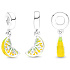 Sterling silver 925 Glittering lemon slices, pendant for bracelet, food and drink