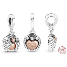 Charm Sterling silver 925 Ladybug and heart, animal bracelet pendant