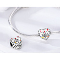 Sterling silver 925 Cat and dog heart bead for pet bracelet