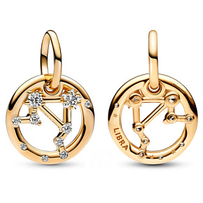 Charm Sterling Silver 925 Gold Plated Zodiac Sign Libra, Pendant Bracelet