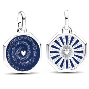 Charm Sterling silver 925 Galaxie Heart - Mini medallion, bracelet pendant universe Charm Sterling silver 925 Galaxie Heart - Mini medallion, bracelet pendant universe