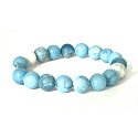 Larimar elastic bracelet, natural stone, bead 9 - 10 mm / 16 - 17 cm, calm - peace - balance
