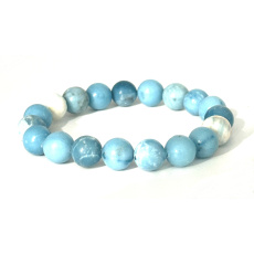 Larimar bracelet elastic natural stone, ball 9 - 10 mm / 16 - 17 cm, peace - serenity