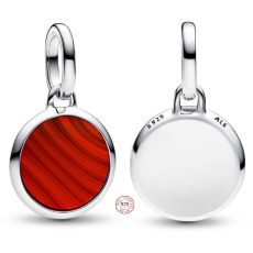 Charm Sterling Silver 925 Mini Locket Red Imitation Agate, Bracelet Pendant Symbol
