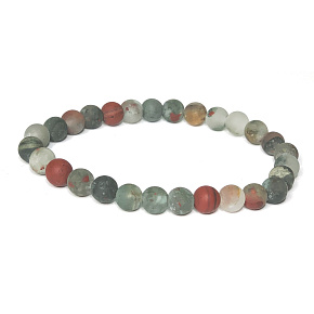 Heliotrope / Bloodstone matt bracelet elastic natural stone, ball 6 mm / 16 -17 cm, stone of courage