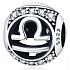 Libra, zodiac sign, silver + zirconia bracelet pendant, ball 9 mm 1 piece