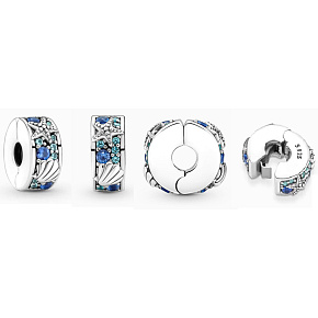 Charm Sterling silver 925 Tropical starfish and shells, stopper, clip bead for sea bracelet